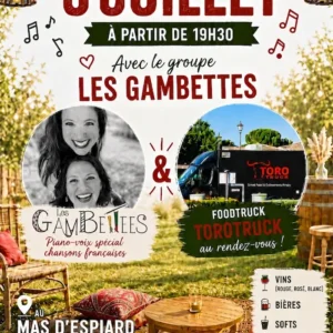 Affiche pour Soirée musicale au Mas d’Espiard avec Les Gambettes